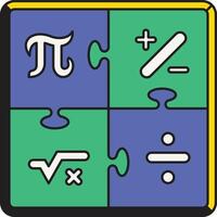 Flat Mathematics Icon, Math Symbols and Geometry Tools vector