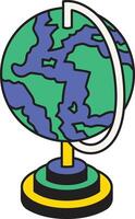Flat Globe Icon, World Map and Geography Illustration vector