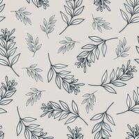 Seamless pattern featuring minimal line art branches and leaves. Ideal for packaging, fabric, branding, and elegant design projects vector