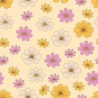 seamless pattern with minimal line art flowers. Perfect for textiles, branding, packaging, and modern design projects vector