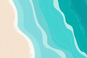 Summer time Top view of an exotic empty beach. A place for your project. A foamy sea with waves. illustration vector