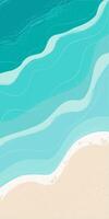 Top view of an exotic empty beach. A place for your project. A foamy sea with waves. illustration vector