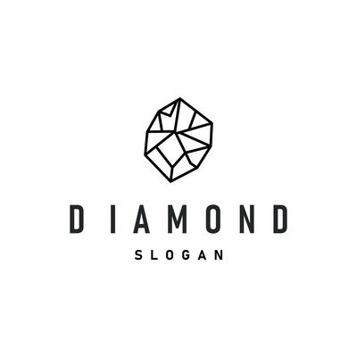 luxury jewelry design with gemstone logo concept, luxury diamond stone templet brand product with simple vintage concept