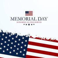 Memorial day background design concept with Honoring all who served text vector