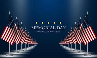 Concept Memorial day background illustration with Honoring all who served text vector