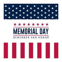 Memorial day background concept with remember and honor text vector