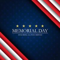 Concept Memorial day background design with Honoring all who served text vector