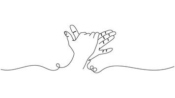 Continuous line art illustration showcases two hands forming a playful gesture vector
