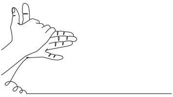 Continuous line drawing of hands forming a dog shadow puppet creation vector