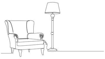 Monochrome sketch unveiling a classic armchair and floor lamp ensemble vector