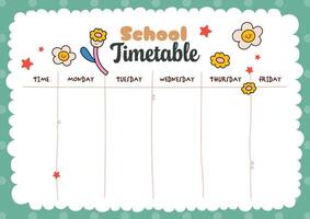 Printable kids schedule layout with school theme designed to help children organize their daily tasks and prepare for back to school in a fun and engaging way vector
