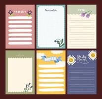 Set of cute and colorful journaling elements with notes, stickers, and labels perfect for scrapbooking, planners, and decorative stationery for creative DIY projects vector