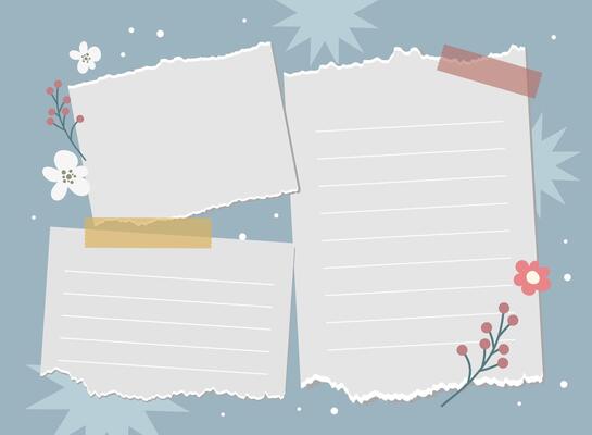 Journaling set featuring notes designed to look like torn paper ideal for scrapbooking planners and crafts with a natural handmade aesthetic and textured paper look