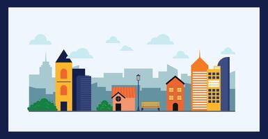 City and landscape layout featuring urban buildings and natural scenery in a balanced composition perfect for creative projects and modern environmental concepts vector