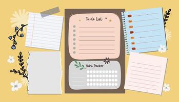 A set of cute journaling elements such as notes stickers and labels with bright colors great for decorating planners scrapbooks or creative stationery collections vector