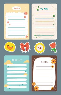 Cute pastel journaling set with kawaii notes, stickers, and labels in soft colors, perfect for planners, scrapbooks, school projects, and DIY decorative crafts
