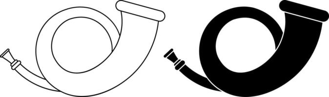 outline silhouette Post horn icon set vector