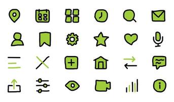 Twenty four simple green interface icons. vector