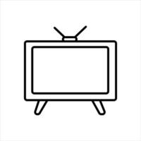 a simple line drawing of an old television set with rabbit ears antennas. vector