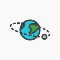 Design Illustration graphic of earth and moon icon with colored outline style. Suitable for UI, mobile design, web design, etc. vector