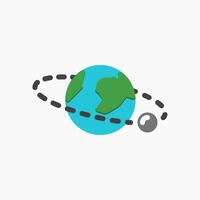 Design Illustration graphic of earth and moon icon with flat style. Suitable for UI, mobile design, web design, etc. vector