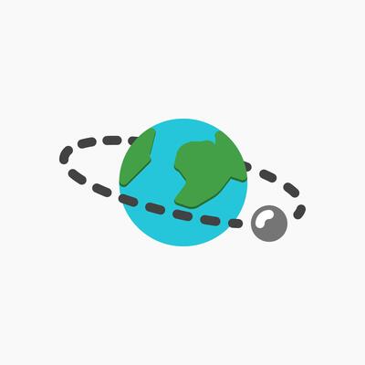Design Illustration graphic of earth and moon icon with flat style. Suitable for UI, mobile design, web design, etc.