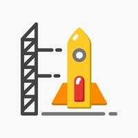 Design Illustration graphic of rocket launch vehicle icon with flat style. Suitable for UI, mobile design, web design, etc. vector