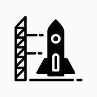 Design Illustration graphic of rocket launch vehicle icon with glyph style. Suitable for UI, mobile design, web design, etc. vector