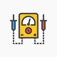 Design Illustration graphic of Voltage Meter icon with colored outline style. Suitable for UI, mobile design, web design, etc. vector
