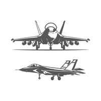 Collection of Fighter Jets in Silhouette illustration. vector