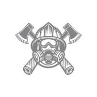 Firefighter Helmet and Axes design illustration. vector