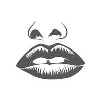 Monochrome Illustration of Lips and Nose vector