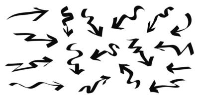 Doodle Arrows icons Set. hand drawn arrow icon with various directions, isolated on a white background vector
