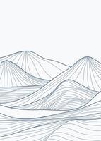 Abstract mountain and wave line art illustration. Hand drawn style. Landscape abstract contemporary aesthetic background. Use for template, print, poster vector