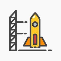 Design Illustration graphic of rocket launch vehicle icon with colored outline style. Suitable for UI, mobile design, web design, etc. vector