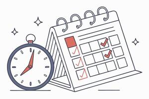 Calendar icon with a clock, representing reminders, deadlines, and time management. Ideal for business planning, appointments, and scheduling concepts. Clean and modern design. vector