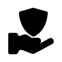 Hand giving shield protection icon. Hand with shield check ensuring safety security. vector