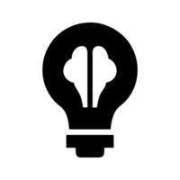 Shining bulb human brain idea icon. Bulb with brain inside symbolizing creative ideas. vector
