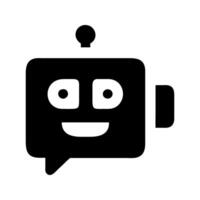 Chatbot conversation aid icon. Chat bubble with face assisting user queries. vector