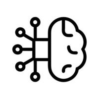 Artificial intelligence brain symbol icon. Brain with circuits enhancing smart technology. vector