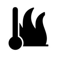 High temperature flame heat icon. Flame with waves warning about heat. vector