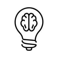Glowing bulb brain creativity symbol icon. Bulb with brain inside representing innovative thinking. vector