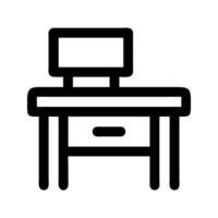 Student desk study symbol icon. Desk with chair supporting classroom learning. vector