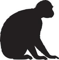 Silhouette of a monkey sitting on the ground vector