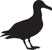 A black silhouette of a seagull standing on a white background vector