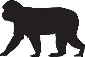 A black silhouette of a monkey walking vector