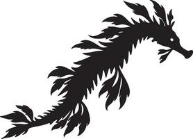 A black and white drawing of a dragon vector