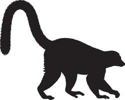 A black and white silhouette of a monkey vector