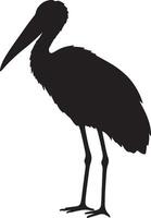 Silhouette of a stork standing on a white background vector