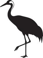 A silhouette of a crane standing on a white background vector
